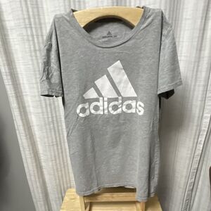 adidas Amplifier Tee Gray Cotton Crew Neck Short Sleeve Logo T-Shirt Small